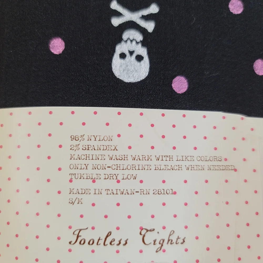 Lola Footless Tights Skull and Crossbones Pink Dots Cross Bones Halloween